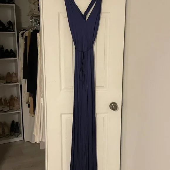 NWOT Mango Satin cross-back jumpsuit blue Size Small - Picture 9 of 10